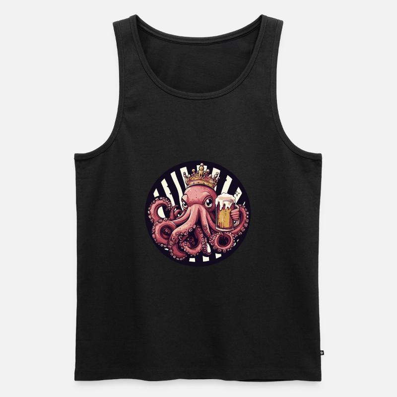 Oktopus Bier - Männer Premium Bio Tank Top - Schwarz