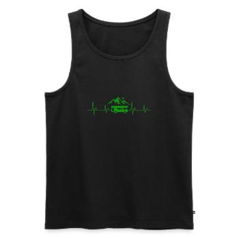 Herzschlag Wohnwagen Urlaub Camping Berge - Männer Premium Bio Tank Top - Schwarz - Vorne - AI Model Male 178 light (178cm)