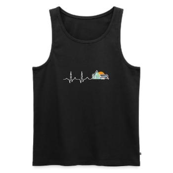 Wohnwagen Wowa Herz Liebe Leben Puls Herzschlag - Männer Premium Bio Tank Top - Schwarz - Vorne - AI Model Male 178 light (178cm)