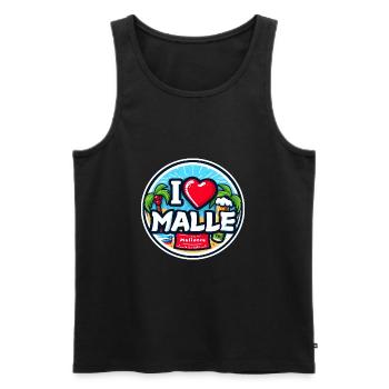 I Love Malle Mallorca Holidays Beer Alcohol Holidays - Men's Premium Organic Tank Top - black - Front - AI Model Male 178 light (178cm)