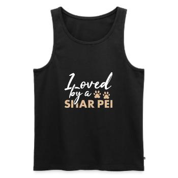 Aimé par un Shar Pei - Débardeur bio Premium Homme - noir - Devant - AI Model Male 178 light (178cm)