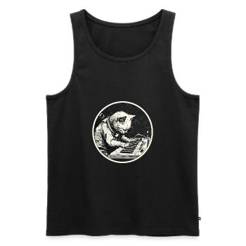 Space Synth Katze - Männer Premium Bio Tank Top - Schwarz - Vorne - AI Model Male 178 light (178cm)