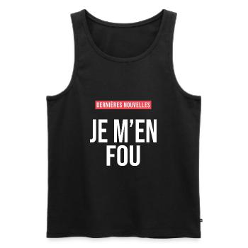 Je m en fou humour sarcastique drôle - Débardeur bio Premium Homme - noir - Devant - AI Model Male 178 light (178cm)