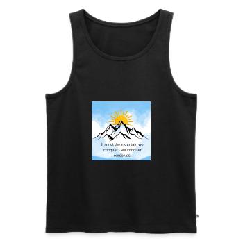 It is not the mountain we conquer - we conquer our - Männer Premium Bio Tank Top - Schwarz - Vorne - AI Model Male 178 light (178cm)