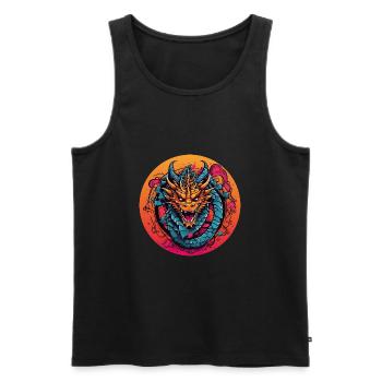 Motif dragon avec cornes - Débardeur bio Premium Homme - noir - Devant - AI Model Male 178 light (178cm)