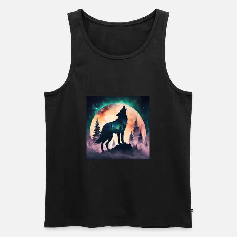 Der Wolf des Vollmondes - Männer Premium Bio Tank Top - Schwarz