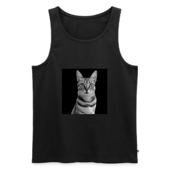 Chat blanc-noir Chat noir et blanc - Débardeur bio Premium Homme - noir - Devant - AI Model Male 178 light (178cm)
