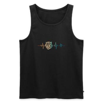 Retro Tigerkopf Herzschlag - Männer Premium Bio Tank Top - Schwarz - Vorne - Michal (187cm)