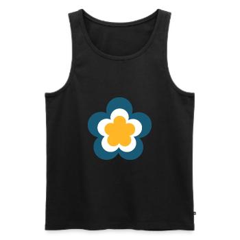 70s Flower Pattern Green, Carnival, Mardi Gras - Men's Premium Organic Tank Top - black - Front - Michal (187cm)
