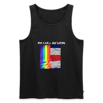 TWO FLAG ONE NATION LGBTQ x FRANCE - Débardeur bio Premium Homme - noir - Devant - AI Model Male 178 light (178cm)