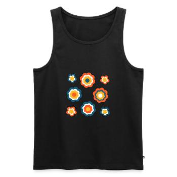 70er Jahre Blume Muster Retro Hippie Flowers Power - Männer Premium Bio Tank Top - Schwarz - Vorne - Michal (187cm)