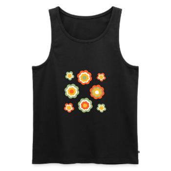 70s Flower Pattern - Men's Premium Organic Tank Top - black - Front - AI Model Male 178 light (178cm)