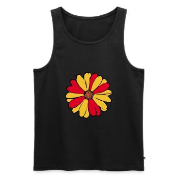 Années 70 Fleur Motif Rétro Hippie Fleurs Puissance - Débardeur bio Premium Homme - noir - Devant - AI Model Male 178 light (178cm)