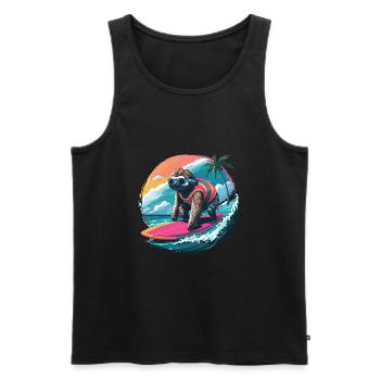 Surfer Faultier Tropischer Strand Welle Surfen - Männer Premium Bio Tank Top - Schwarz - Vorne - Michal (187cm)