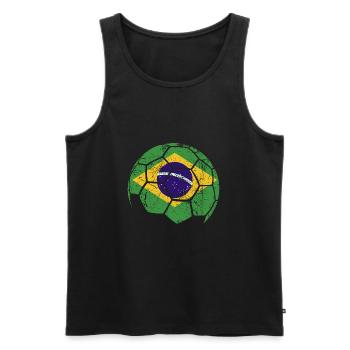 Brésil Ballon de football de football - Débardeur bio Premium Homme - noir - Devant - AI Model Male 178 light (178cm)