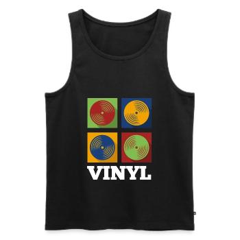 retro vinyl records flat design old school - Men's Premium Organic Tank Top - black - Front - AI Model Male 178 light (178cm)
