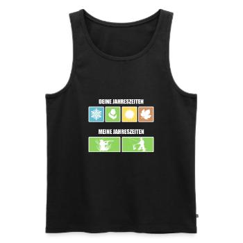 Meine Jahreszeiten vs Deine Jahreszeiten - Männer Premium Bio Tank Top - Schwarz - Vorne - AI Model Male 178 light (178cm)