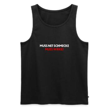 muss nicht schmecken - muss wirken! - Männer Premium Bio Tank Top - Schwarz - Vorne - Michal (187cm)
