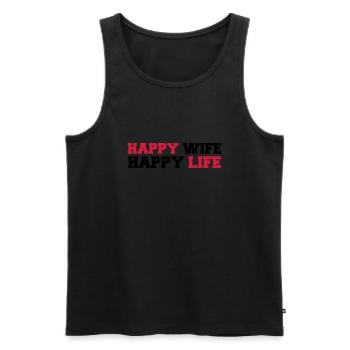 Happy Wife - Happy Life - Débardeur bio Premium Homme - noir - Devant - AI Model Male 178 light (178cm)