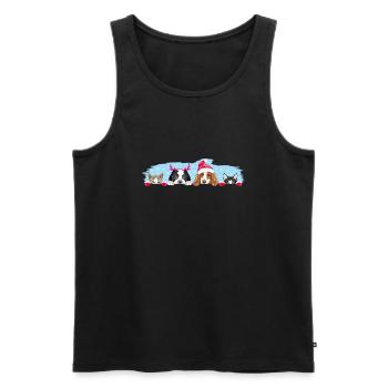 Peeking dogs and cats in Christmas accessories - Men's Premium Organic Tank Top - black - Front - Michal (187cm)