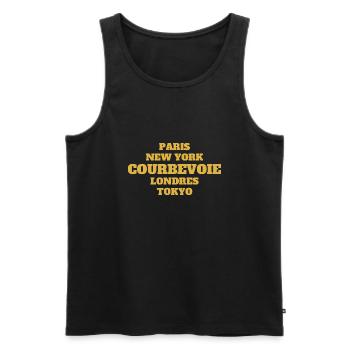 Courbevoie - Unique streets, unique style. - Débardeur bio Premium Homme - noir - Devant - AI Model Male 178 light (178cm)