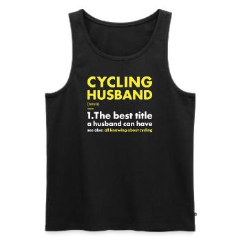 Sport Husband Cycling - Men's Premium Organic Tank Top - black - Front - Michal (187cm)