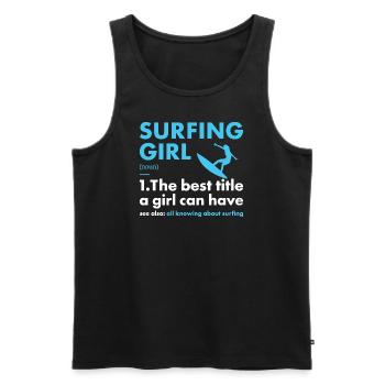 Sport Girl Surfing - Men's Premium Organic Tank Top - black - Front - AI Model Male 178 light (178cm)
