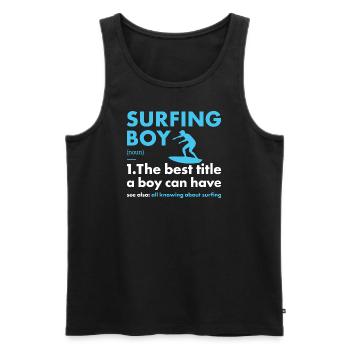 Sport Boy Surfing - Männer Premium Bio Tank Top - Schwarz - Vorne - AI Model Male 178 light (178cm)
