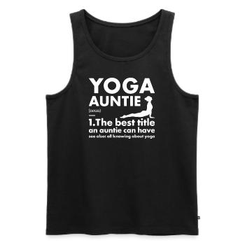Yogi Tante Définition Yoga - Débardeur bio Premium Homme - noir - Devant - Michal (187cm)