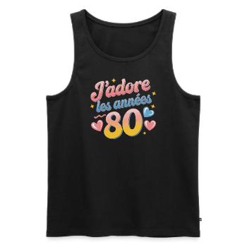 J'adore les années 80 - Débardeur bio Premium Homme - noir - Devant - AI Model Male 178 light (178cm)