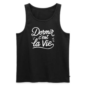 Dormir, c'est la vie - Débardeur bio Premium Homme - noir - Devant - AI Model Male 178 light (178cm)