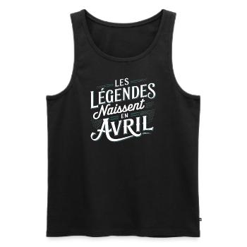 Les légendes naissent en avril - Débardeur bio Premium Homme - noir - Devant - Michal (187cm)