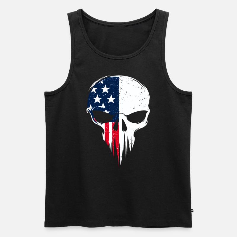 America Skull - Männer Premium Bio Tank Top - Schwarz