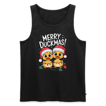 Duck Christmas Farm Ducks Merry Duckmas - Men's Premium Organic Tank Top - black - Front - Michal (187cm)