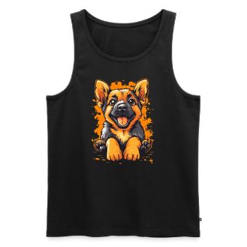 German Shepherd Puppy Funny Dog Dogs - Men's Premium Organic Tank Top - black - Front - Michal (187cm)