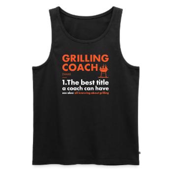 Griller Coach Definition Grilling - Men's Premium Organic Tank Top - black - Front - AI Model Male 178 light (178cm)