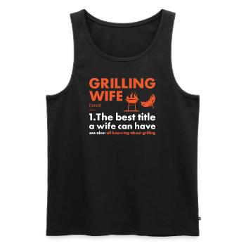 Griller Femme Définition Grillades - Débardeur bio Premium Homme - noir - Devant - Michal (187cm)
