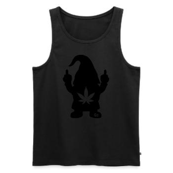 Frecher Zwerg mit Hanfblatt - Männer Premium Bio Tank Top - Schwarz - Vorne - AI Model Male 178 light (178cm)