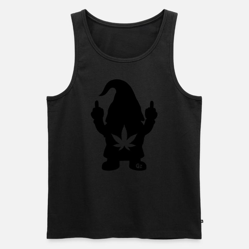 Frecher Zwerg mit Hanfblatt - Männer Premium Bio Tank Top - Schwarz