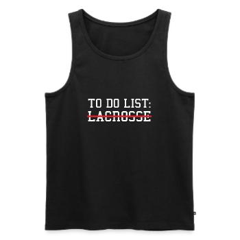 Liste des sports à faire crosse - Débardeur bio Premium Homme - noir - Devant - Michal (187cm)