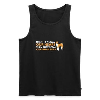 Dog First They Steal Our Heart Basenji - Men's Premium Organic Tank Top - black - Front - Michal (187cm)