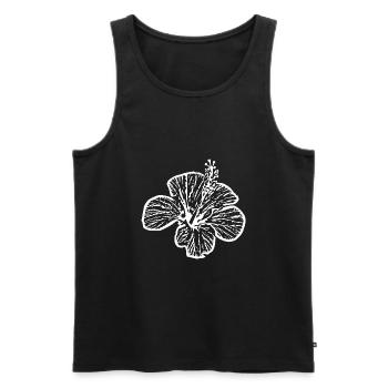 Flower White White Flower Hibiscus Blossom - Men's Premium Organic Tank Top - black - Front - AI Model Male 178 light (178cm)