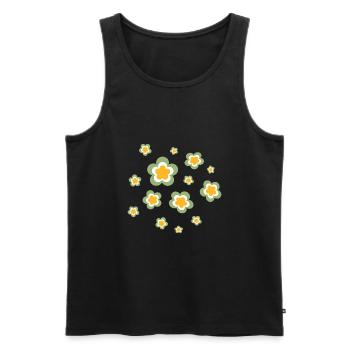 70s Flower Pattern Retro Hippie Flowers Power - Men's Premium Organic Tank Top - black - Front - AI Model Male 178 light (178cm)
