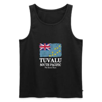 Flag of Tuvalu - Tuvalu Flagge - shabby look - Männer Premium Bio Tank Top - Schwarz - Vorne - AI Model Male 178 light (178cm)