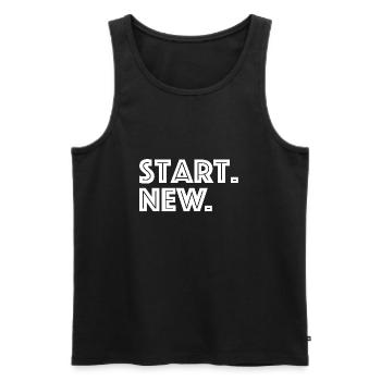 commencer de nouvelles | Nouveau départ, best-seller, divorce - Débardeur bio Premium Homme - noir - Devant - Michal (187cm)