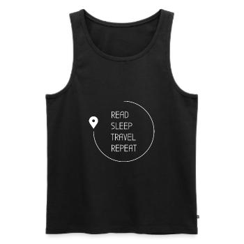 Read Sleep Travel Repeat - Männer Premium Bio Tank Top - Schwarz - Vorne - Michal (187cm)