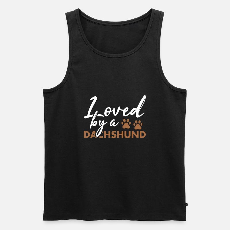 Loved By A Dachshund - Männer Premium Bio Tank Top - Schwarz