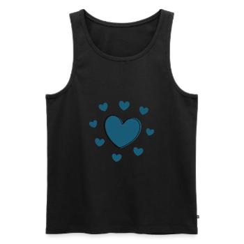 Coeur bleu Saint-Valentin - Débardeur bio Premium Homme - noir - Devant - Michal (187cm)