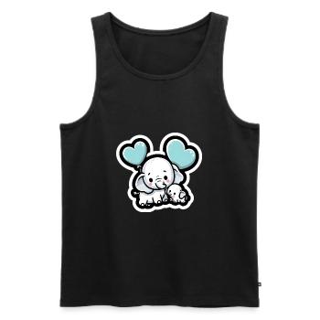 Cute baby elephant with heart balloon elephant mom - Men's Premium Organic Tank Top - black - Front - AI Model Male 178 light (178cm)