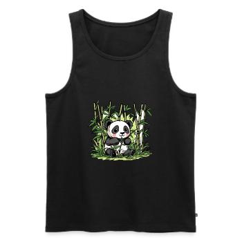 Niedlicher Panda Bambus Wald Tier Tierwelt - Männer Premium Bio Tank Top - Schwarz - Vorne - Michal (187cm)